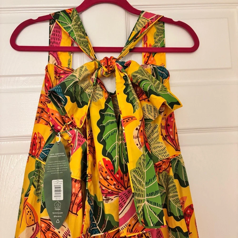 NWT Farm Rio Yellow Beaks and Bananas Maxi Dress Size Medium - Picture 7 of 9